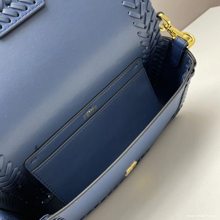 Cheap HOT Blue Medium Bag Baguette In Stitching Leather Fendi 0808
